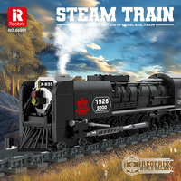Reobrix 66801 MOC Nuevo Tren de Vapor Pacific Railway 9000, Kit de Bloques de Construcción para Adultos, Regalo de Cumpleaños