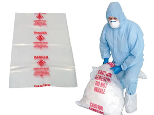 Sacs de déchets dangereux imprimés en PE pour l'élimination des asbestes, épaisseur 6 mil (15 microns, 20 microns), haute résistance - Product Image 3