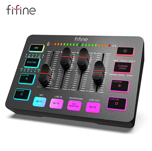 Carte son externe <span class=keywords><strong>FIFINE</strong></span> SC3 RGB pour studio d'enregistrement PC, mélangeurs audio, XLR, streaming en direct, carte son audio USB pour jeux - Product Image 1