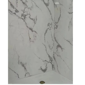 Mampara de Ducha de Mármol Cultivado con Patrón Calacatta Blanco Sólido y Superficie Brillante - Product Image 2