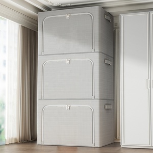 Đồ nội thất phòng ngủ Stackable Hộp tủ quần áo Tủ lưu trữ quần áo vải lưu trữ hộp có thể gập lại lưu trữ tổ chức - Product Image 4