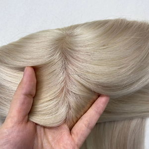 Topper capillaire mono base fait main de qualité supérieure 5''6'' en <span class=keywords><strong>cheveux</strong></span> humains vierges russes européens bruts à cuticules intactes pour femmes - Product Image 1