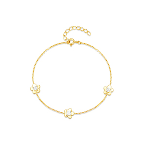 Bracelet de luxe pour femme, tendance, forme ronde, perle blanche de qualité AA, argent 925, plaqué or 18 carats, chaîne et maillons - Product Image 1