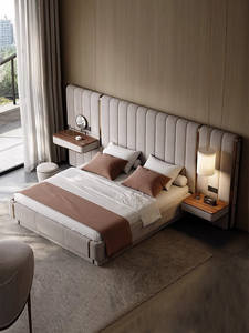 <span class=keywords><strong>Lit</strong></span> <span class=keywords><strong>en</strong></span> bois massif italien de luxe avec revêtement <span class=keywords><strong>en</strong></span> cuir, élégant et haut de gamme, conçu pour les chambres principales des villas, <span class=keywords><strong>lit</strong></span> <span class=keywords><strong>double</strong></span> pour couples - Product Image 2