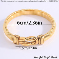 Bracelet en acier inoxydable plaqué or 18 carats à la mode à la mode Bracelet épais imperméable à l'eau non terni Noeud épais élastique géométrique