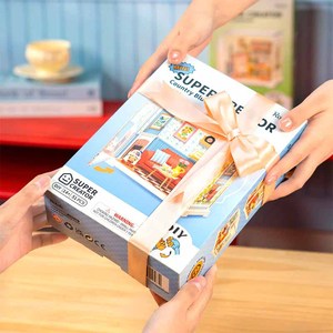 Robotime Rolife - Rompecabezas 3D <span class=keywords><strong>de</strong></span> Plástico Hechos a Mano, Juguetes Ensamblados DWS05B, <span class=keywords><strong>Casa</strong></span> Miniatura <span class=keywords><strong>de</strong></span> Estilo Campestre Azul, Kit <span class=keywords><strong>de</strong></span> Bricolaje - Product Image 3