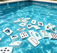 Tuiles de Mahjong flottantes pour piscine, 160 pièces, tuiles de Mahjong américaines avec sac, logo personnalisé, images, jeu de luxe, cadeau de Noël