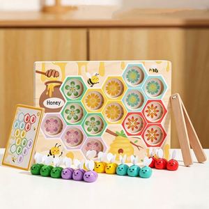 Jeu de tri des couleurs assorties, outil sensoriel pour bac à jouets, jouet tactile en bois en forme de ruche pour développer la motricité fine - Product Image 4