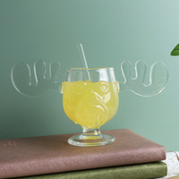 Vente en gros de verre à cocktail à haute teneur en borosilicate décorations de Noël tasses à café Creative Moose Glass Cup Beer Beverage Glass Tumble