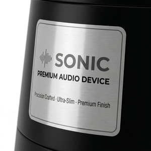 Etiqueta Adhesiva Personalizada para Altavoces Inteligentes, Rollo de Textura Metálica PET Plateada Cepillada - Product Image 3