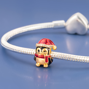 Ciondoli Pan Charms Placcati Argento e Oro, Babbo Natale, Pinguino, Pupazzo di Neve, Cappello, Perline Compatibili con Bracciali Originali, Gioielli Natalizi Berluque - Product Image 4