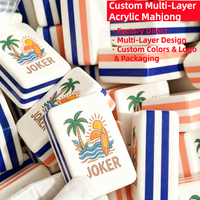 Jeu de Mahjong Américain Personnalisé à 5 Couches, Tuiles Gravées, pour Fêtes à la Plage et au Bord de la Piscine, Mahjong de Voyage, Divertissement en Extérieur