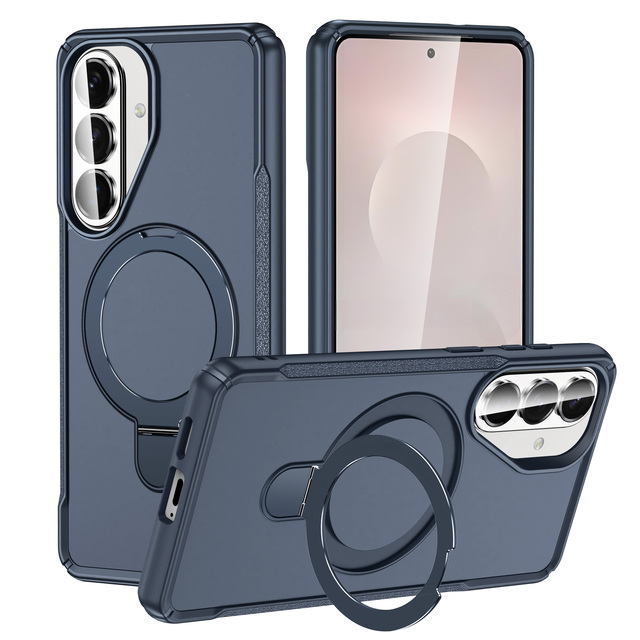For Galaxy S25 S26+ Shockproof Hybrid Back Cover for Samsung S26 ultra Magnetic Mobile Phone case with Ring Stand for iPhone