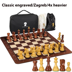 Xách tay zagreb phù hợp với quốc tế Trọng lượng cờ vua Đặt đôi phía sau lưu trữ trò chơi cờ vua hộp - Product Image 2