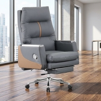 Chaise de bureau exécutive ergonomique moderne en cuir, pivotante, avec fonction massage, base chromée, structure en acier inoxydable, très vendue
