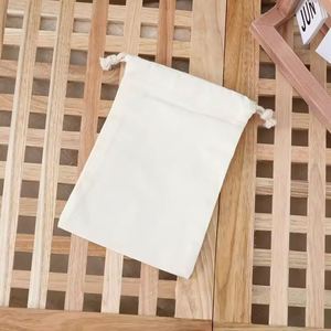 Heat Transfers Custom Logo Canvas Cotton Pouch Storage Tea Drawstring Jewelry Bags Sports Bags Gift Bags for Women - Product Image 6