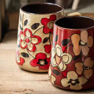 <b>Large</b> Capacity 700ml Classic Floral Pattern Sustainable Food Safe Reusable Ceramic Coffee <b>Tea</b> Water Mug for Office Home Gift Use - Product Image 5