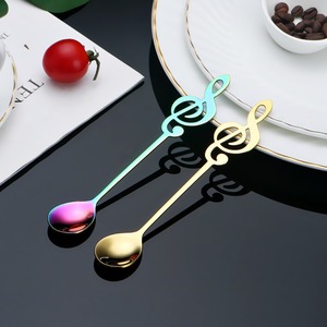 Manufacturer's stainless steel musical note <b>spoon</b>, long-handled <b>coffee</b> and bird's nest stirring <b>spoon</b>, high-value gold dessert - Product Image 4