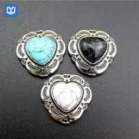 Kancing Turquoise Bulat Retro Klasik 30mm, Aksesoris Rivet Sekrup Logam, Manik-Manik, Kancing Tekan, DIY Sabuk