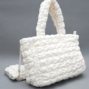 2025 New Style Pleated Cloud Tote Bag <b>Set</b> <b>Large</b> Capacity Soft Padded Quilted Shoulder Bag With Small Pouch For Women Casu - Product Image 3