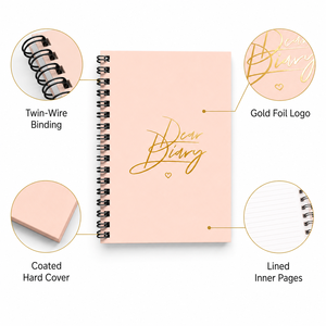 Cuaderno Espiral Dear Diary A5 con Logotipo Personalizado, 80 Hojas Rayadas, <span class=keywords><strong>Diario</strong></span> de Escritura para Mujeres, Regalo Personalizado para Registrar el Día a Día - Product Image 3