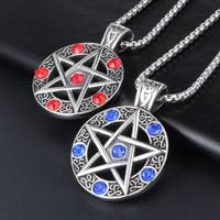 Collier pendentif étoile à cinq branches en alliage de zinc avec cristaux bleus sertis clos, origine Dongguan, bijoux cadeau SP417
