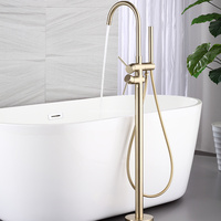 Robinet de baignoire à une poignée de filtre de baignoire indépendant au sol de haute qualité avec vanne de douche à main.