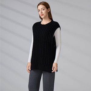 Chaleco de Punto Personalizado para Mujer, Sin Mangas, Cuello Redondo, Tejido de Algodón, para Invierno - Product Image 4