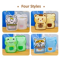 Sachets refermables en plastique à fermeture éclair, forme animale fantaisie, avec fenêtre transparente, pour emballage de snacks et cadeaux à motifs de dessins animés