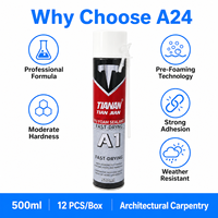 Colle mousse polyuréthane A24 500ml haute dureté, résistante aux intempéries, pour l'étanchéité des cadres de portes et la fixation des fenêtres