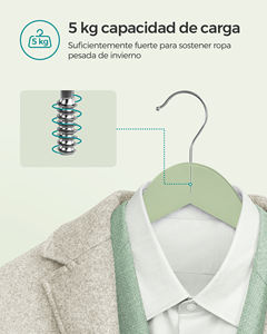 <span class=keywords><strong>SONGMICS</strong></span> Cintres multicolores avec pantalons antidérapants Cintres avec encoches pour épaules Cintres en bois - Product Image 4