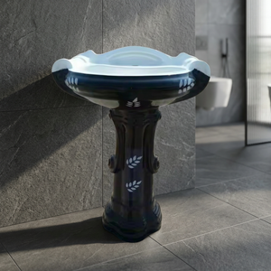 Modern Designer Floor Standing Washroom Ceramic Pedestal Big Sterling Set Wash Basin - Product Image 2
