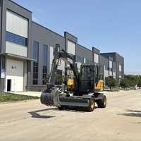 Mini-excavatrice sur roues 8t 9t 12t avec PLC et moteur à engrenages, mini-benne de 0,28 m, système hydraulique haute puissance à vendre