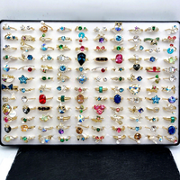 Bijoux XUPING, bagues en cristal mélangé plaquées or 14 carats, vente en gros, taille aléatoire 6-10, bague en zircone cubique colorée, lot en vrac