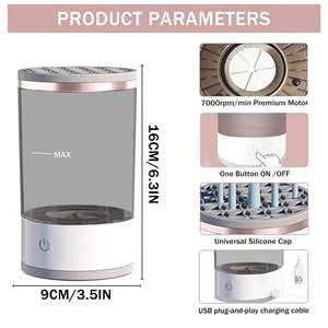 USB <b>Plug</b> Portable Electric Makeup Brush Cleaner With <b>Rubber</b> Makeup Machine Electric USB Quick Cleaner Cleaning Brush Collar Brus - Product Image 6