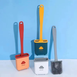 Silicone nhà vệ sinh bàn chải WC Khoảng cách bàn chải với chủ phẳng Đầu lông mềm làm sạch bàn chải với nhanh chóng làm khô khung phòng tắm công cụ - Product Image 2