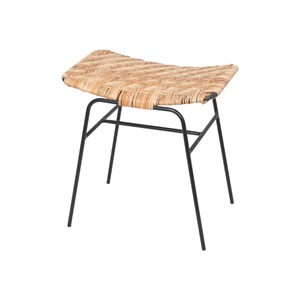 Handmade Natural <b>Vintage</b> Style Woven Rattan <b>Stool</b> Modern Armless Outdoor Dining Bar Party Living Room Restaurant Metal Frame - Product Image 3