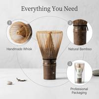 Fouet à matcha artisanal japonais OEM, outils personnalisés pour le matcha, fouet à thé en bambou à long manche pour ensemble de matcha, poudre de thé vert