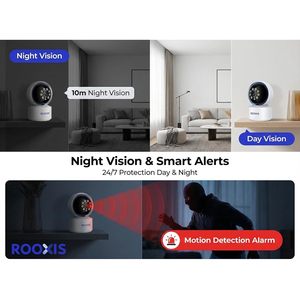 Cámara de Seguridad Interior Rooxis 2K Inalámbrica 360 PTZ WiFi, Monitor para Bebés y Mascotas, Detección de Movimiento, Seguimiento Automático, Visión Nocturna - Product Image 3