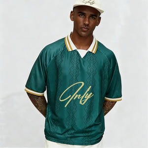 Camiseta Retro de Fútbol con Cuello para Hombre, Ropa Deportiva de Secado Rápido con Rayas Personalizadas, Polo de Fútbol Vintage - Product Image 1