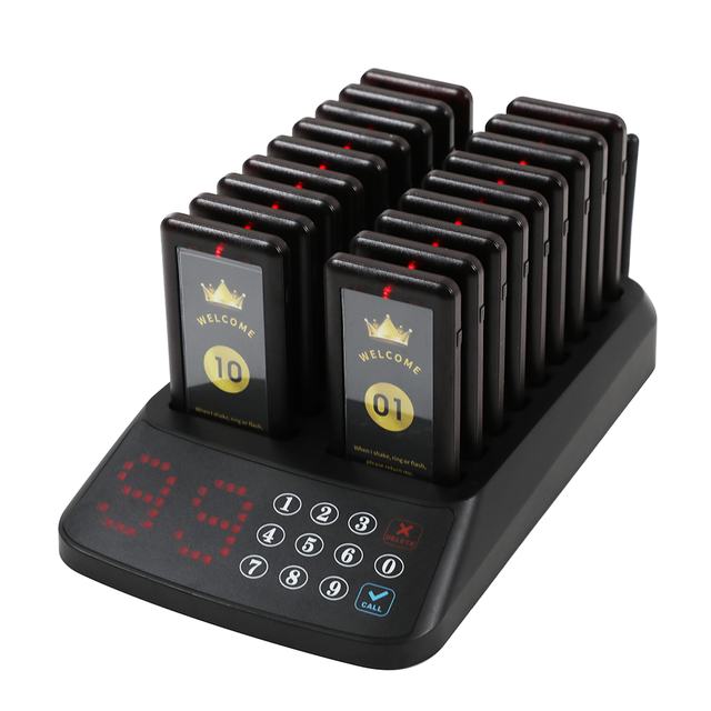 Free Logo Printing Wireless Guest Calling Restaurant Pager System for Coffee Dessert Shop Plant Hospital Clinic Food Court