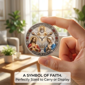 Moneta Commemorativa Personalizzata della Sacra Trinità con Rilievo 3D e Smalto, Monete Commemorative per Collezione d'Arte e Regalo Souvenir Culturale con Scatola - Product Image 4