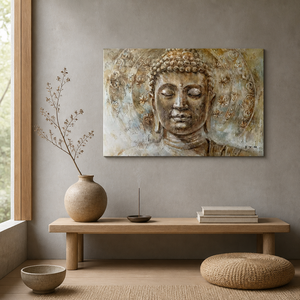 Artista di arte della parete di dimensioni personalizzate all'ingrosso 100% pittura a olio di Buddha dipinta a mano pura su tela - Product Image 4