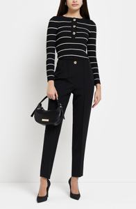 Oem produttore personalizzato classico a vita alta tasche laterali con bottone aperto nero sigaretta <span class=keywords><strong>pantaloni</strong></span> da <span class=keywords><strong>donna</strong></span> <span class=keywords><strong>pantaloni</strong></span> - Product Image 5