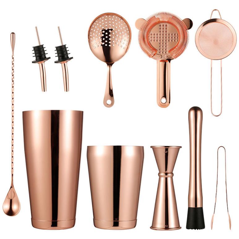 Goud Kleur Cocktail Shaker Set Bartending Kit Rose Gold Rvs Bar Gereedschap