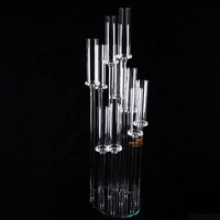 SH-1939 — bougeoirs à 10 bras clairs, tubes en verre ovales, porte-bougies en cristal, pièces centrales de mariage avec abat-jour