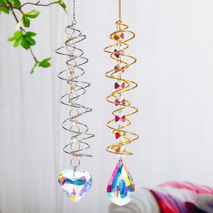 Boule de <span class=keywords><strong>regard</strong></span> 3D durable spirale d'échappement rotation stabilisateur coeur cristal attrape-soleil pendentif arc-en-ciel jardin ornement fait durable - Product Image 5