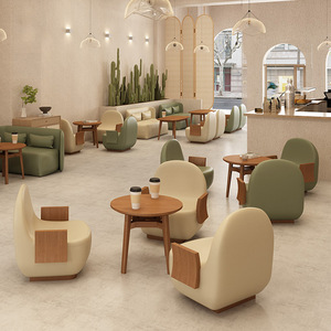Conjunto de Muebles Modernos para Cafetería y Restaurante, Silla de Salón y Mesa Redonda Pequeña para Cafetería, Hotel, Vestíbulo, Interior Comercial - Product Image 1
