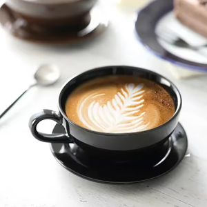 Tazas de Cappuccino con Platillos, Juego de Tazas de Cerámica Doble para Espresso y Té, Colores Surtidos para Bebidas Frías y Calientes, Vajilla para Cafetería - Product Image 4