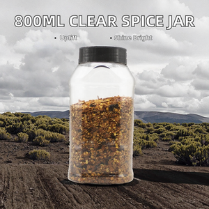 800ml for PET Plastic Screen Printed <b>Spice</b> <b>Jars</b> Bottles with Black Butterfly Flip Top Cap for Storing <b>Spice</b> and Powders - Product Image 2